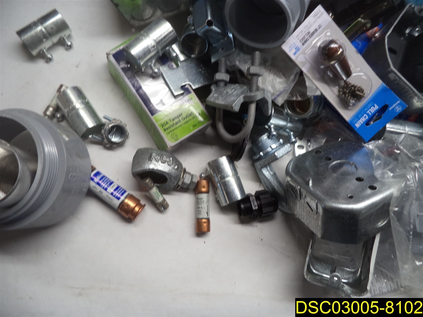 Mixed Lot of 126 Electrical Supplies, Fittings, Boxes, Conduit, Fuses & more