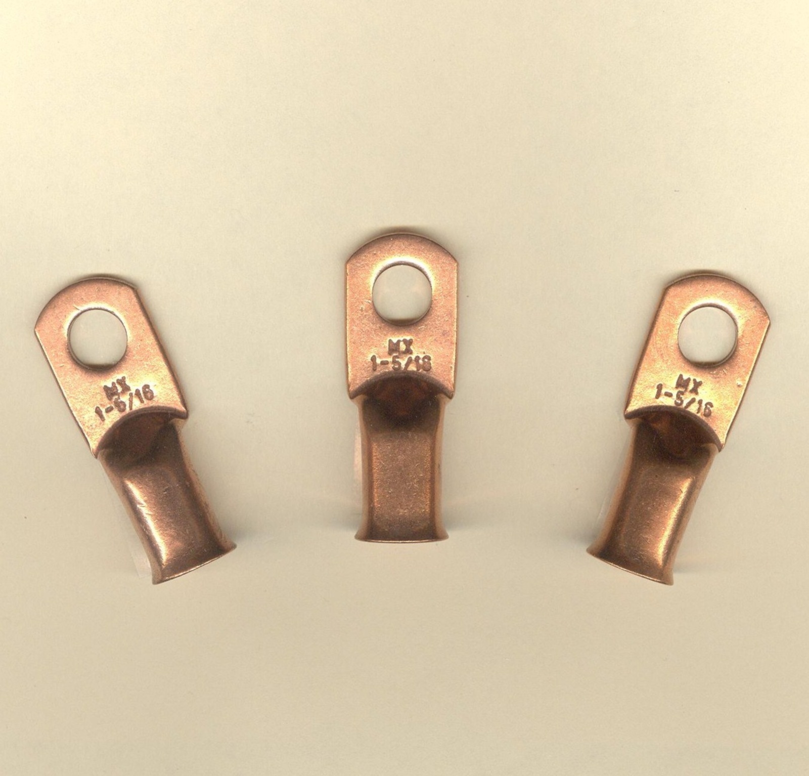 20 Bare BIG COPPER LUG Battery Ring Terminal Connector #1 Wire Gauge 5/16″ Stud
