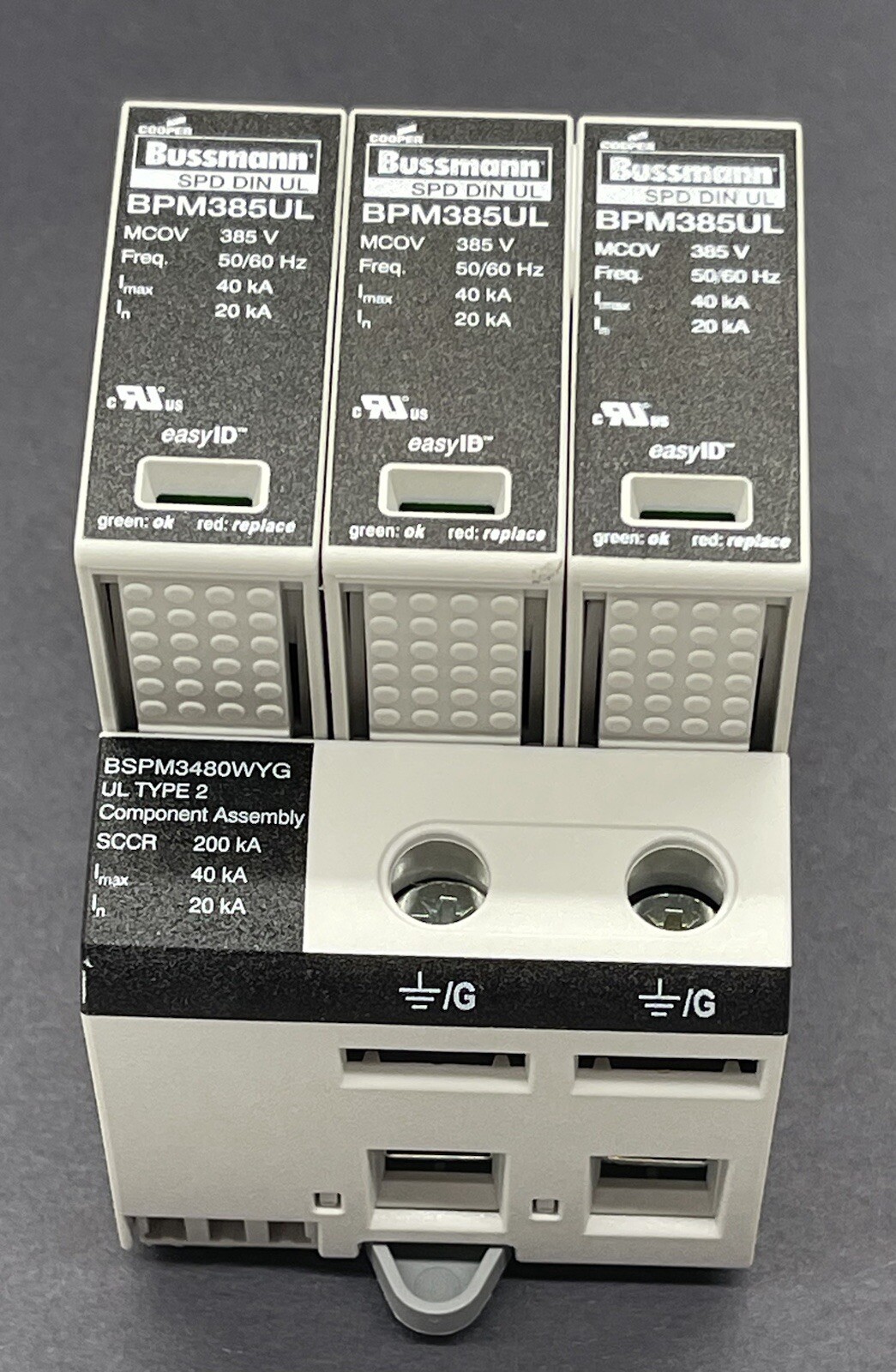 Cooper Bussmann BSPM3480WYG Surge Arrester w/ 3 BPM385UL modules, US Seller, NEW