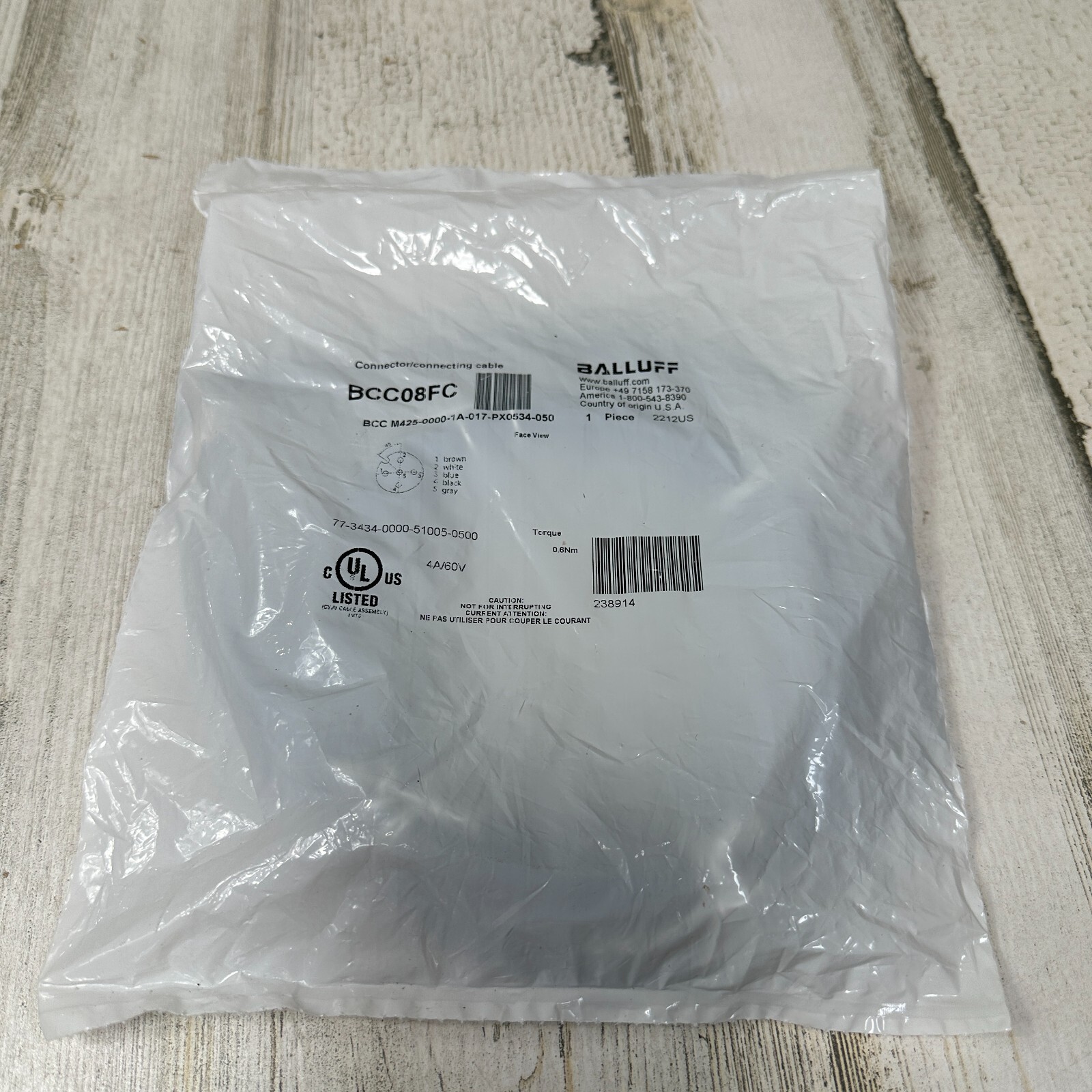 Balluff BCC08FC Single-Ended Cordset BCC M425-0000-1A-017-PX0534-050