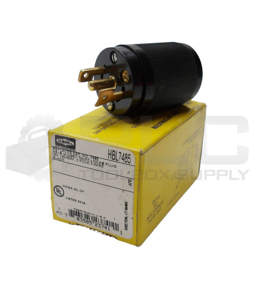 NEW HUBBELL HBL7485 CONNECTOR LOCK PLUG 15A, 125/250V
