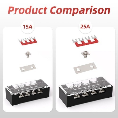 15A Screw Terminal Block 12 Position Dual Row Covered Pre Insulated Barrier