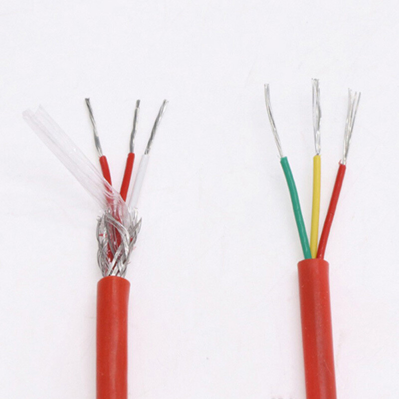 PT100 Silicone Thermocouple Compensating Wire Shielded Cable Red 3x7x0.2mm