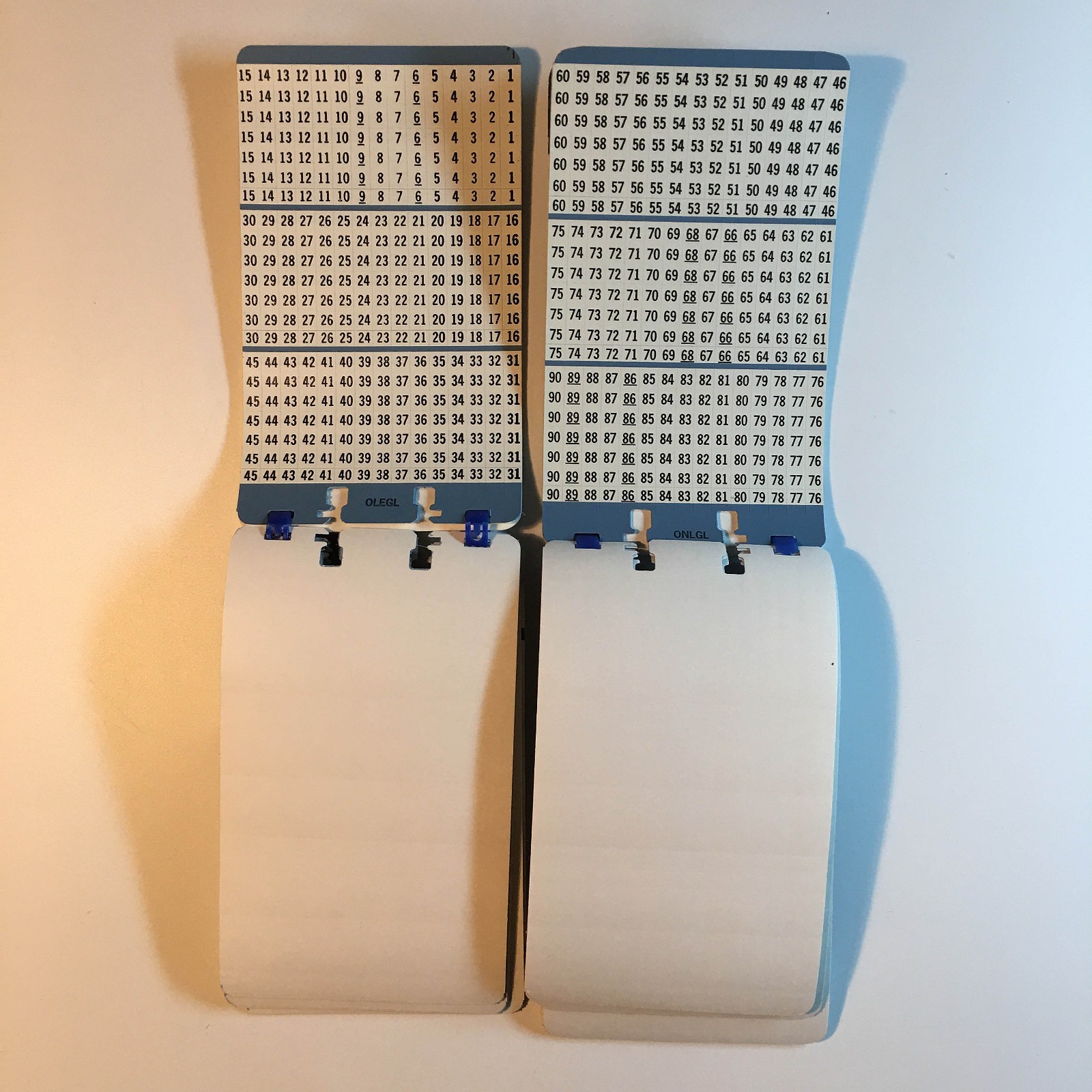 2 NOS Brady Electrical Wire Label Numbers PWM-PK-3 1-45 & PWM-PK-14 46-90