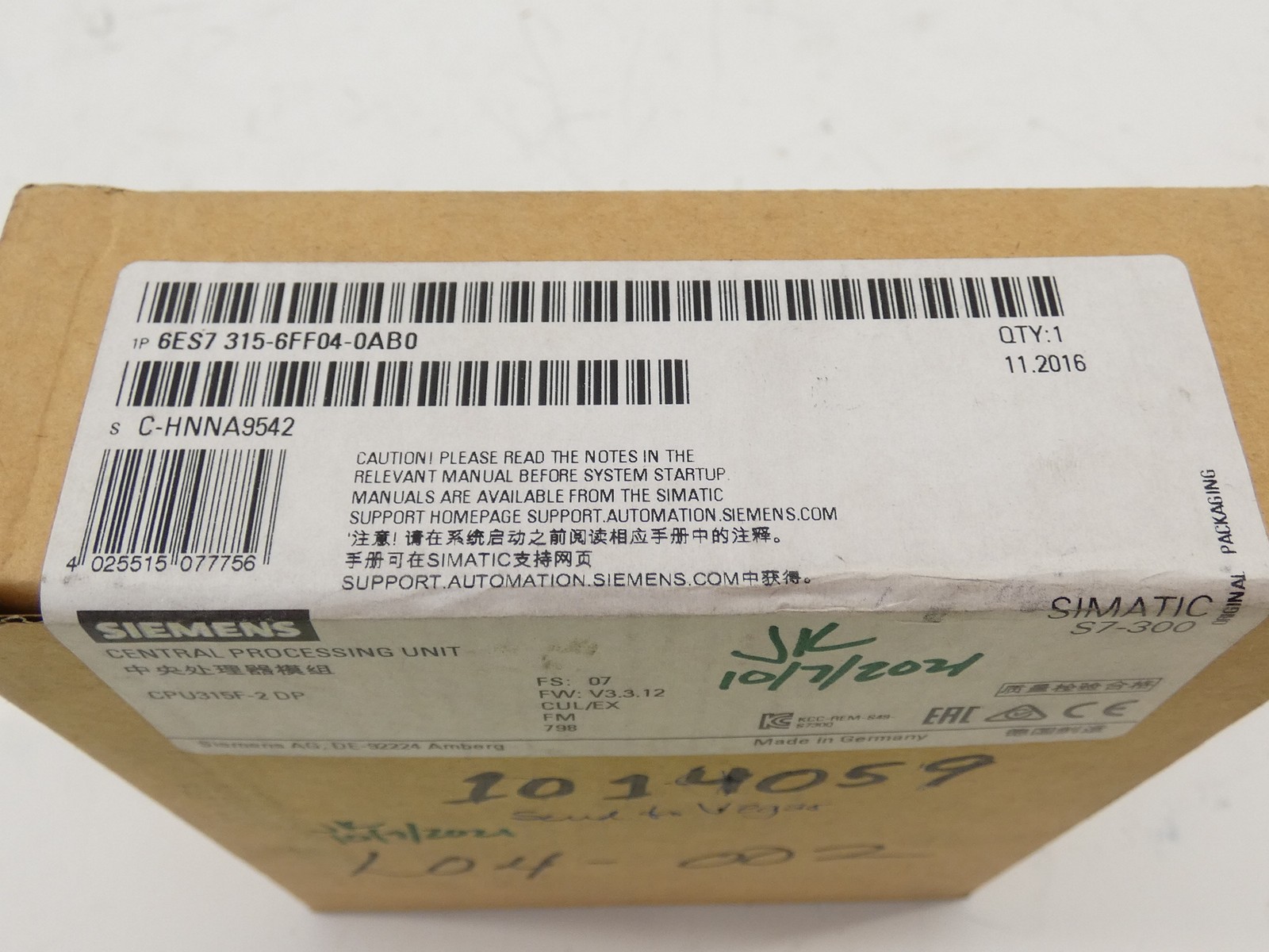 Siemens 6ES7 315-6FF04-0AB0 SIMATIC S7-300 Central Processing Unit CPU315F-2 …