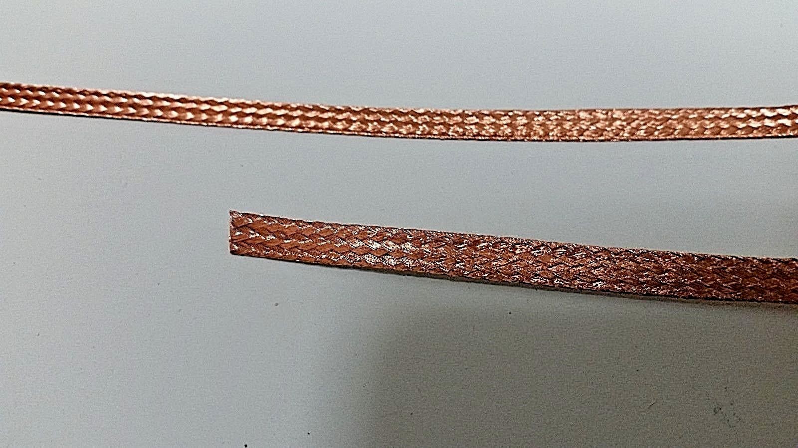 10 Ft’ Flat Braided BARE PURE Copper Wire 1/4″ Wide Ground Strap USA