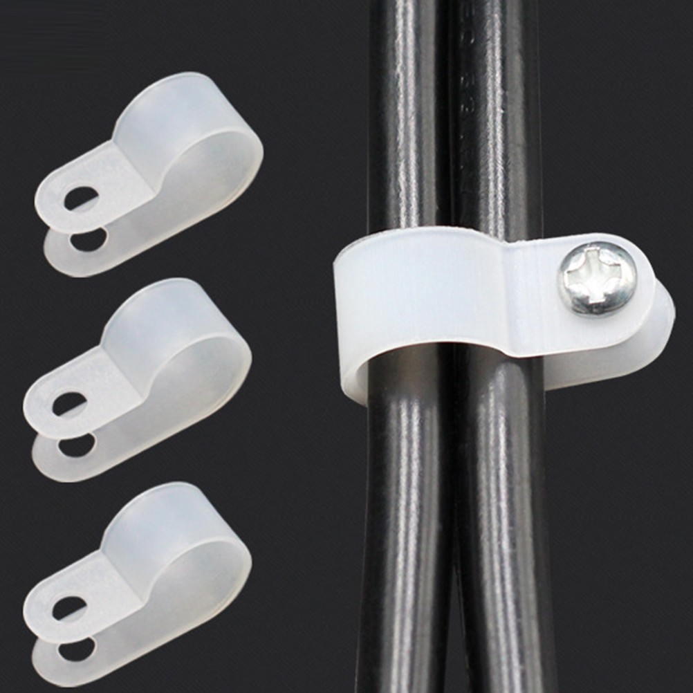 100Pcs Reusable R Clip Cable Holder Wire Clamp for Home and Office Use