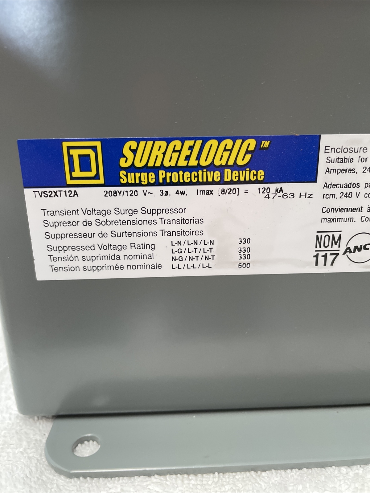 Square D SURGELOGIC TVS2XT12A Surge Protective Device