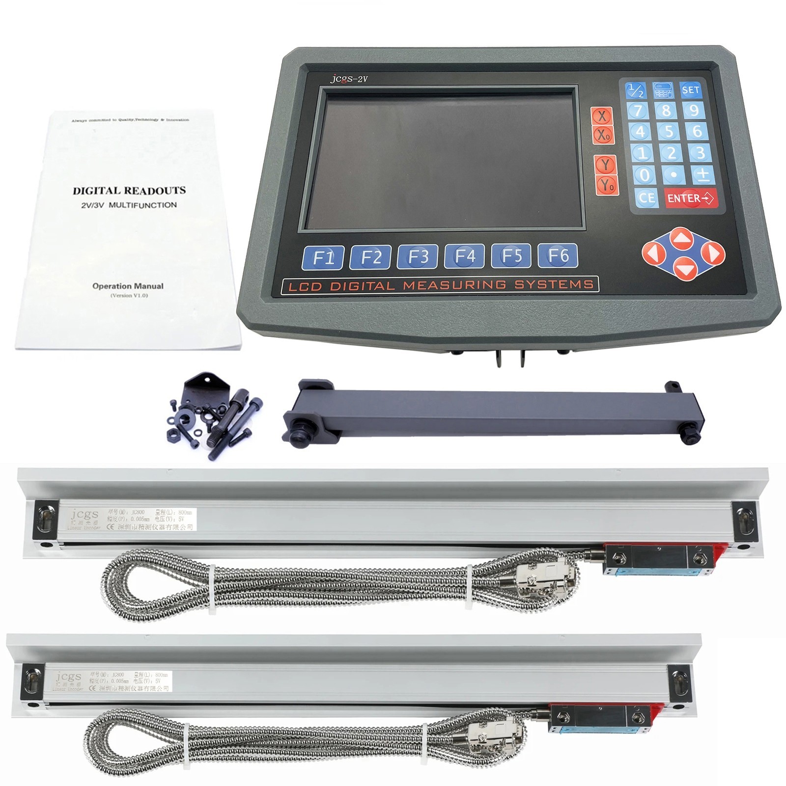 2 Axis LCD Digital Readout DRO 10″ 40″ Glass Linear Scale Encoder Sensor kit