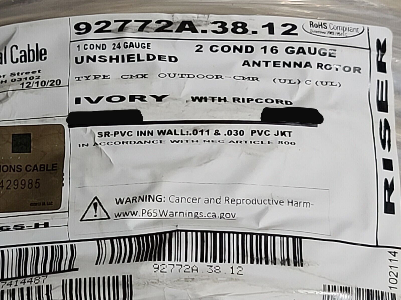 Carol 92772A, 24/1C+16/2C Composite Antenna Rotor Cable In/Out CMX/CMR 50 FT