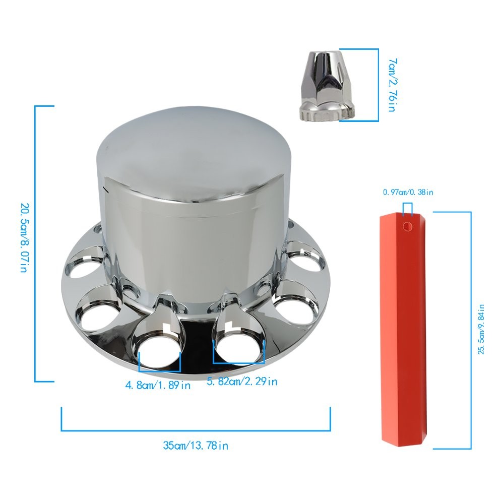 ABS Plastic Set of 4 Rear Chrome Wheel Axle Hub Cover Kit Semi 33MM Nut Covers