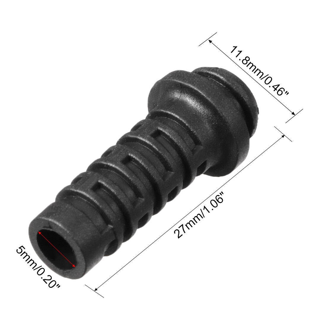 20pcs 5mm Inner Dia PVC Strain Relief Cord Boot Protector Power Tool Hose Black