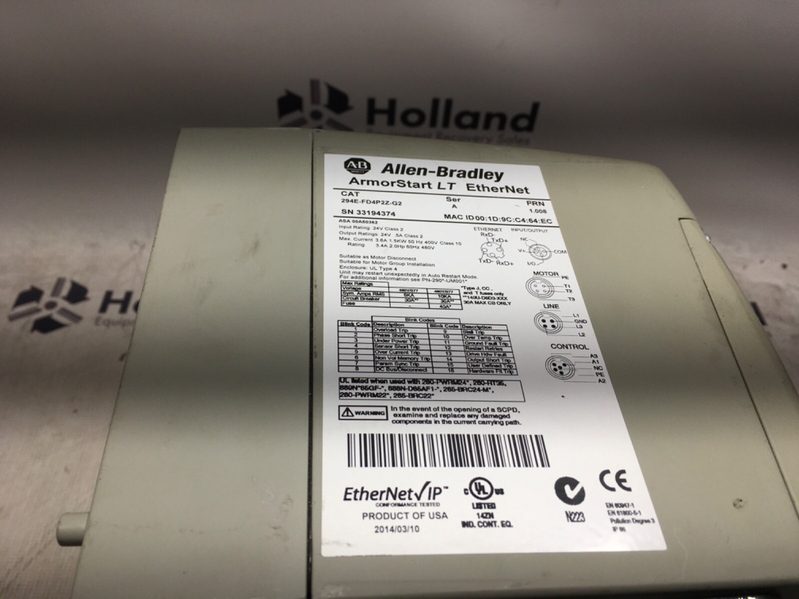 Allen Bradley ArmorStart LT Ethernet, 294E-FD4P2Z-G2, , RJ-54