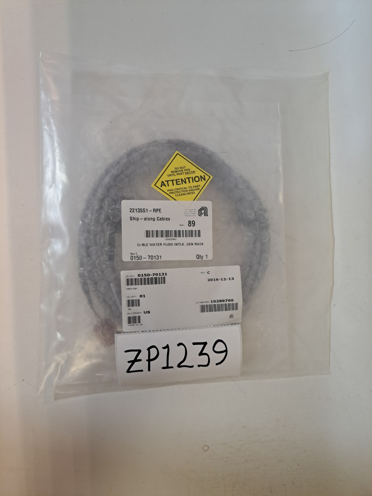 Applied Materials AMAT 0150-70131 Cable Water Flow Interlock Gen Rack New