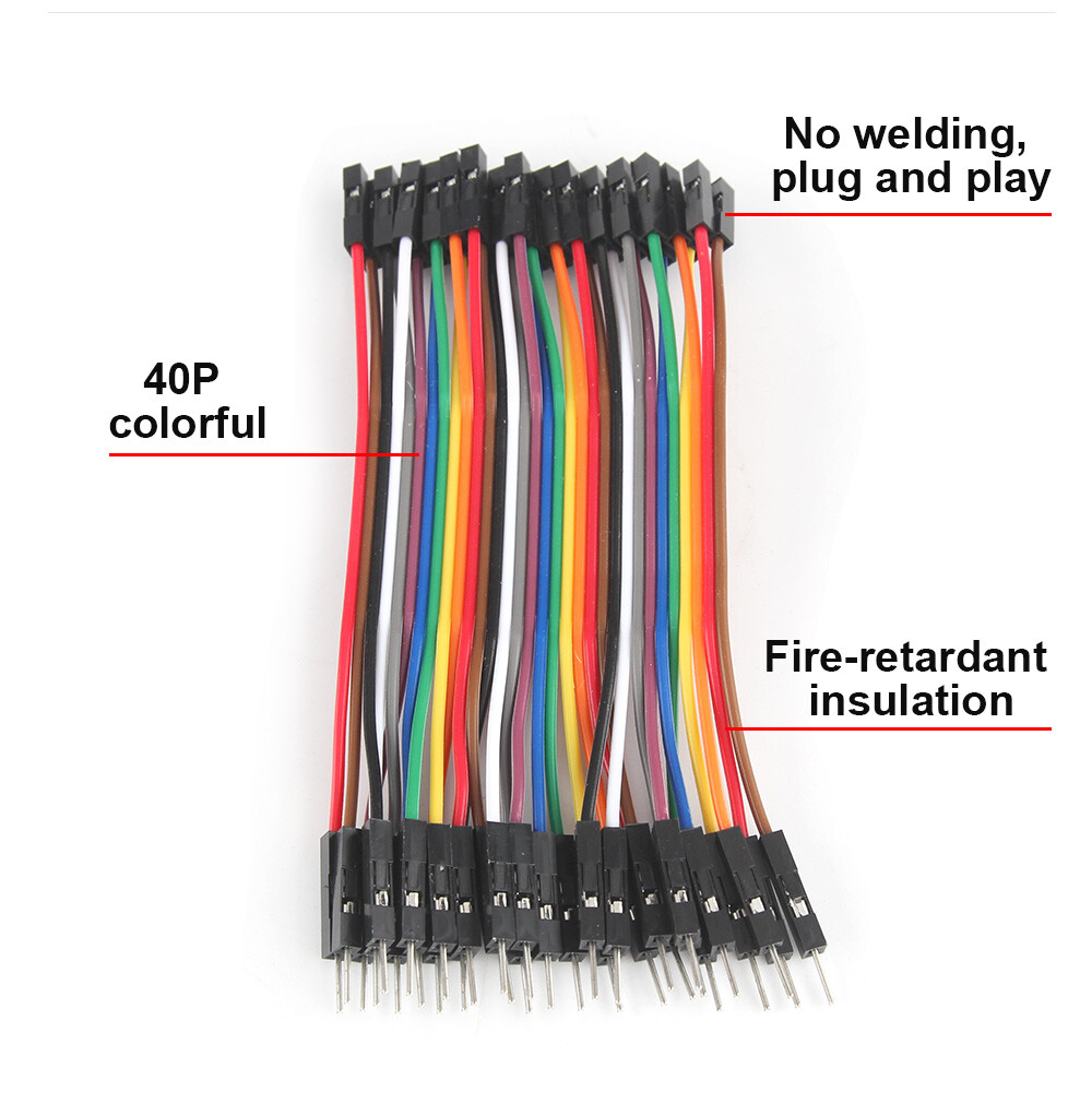 40 Pin Dupont Cables M-F, M-M, F-F Jumper Breadboard Wire GPIO Ribbon Pi Arduino