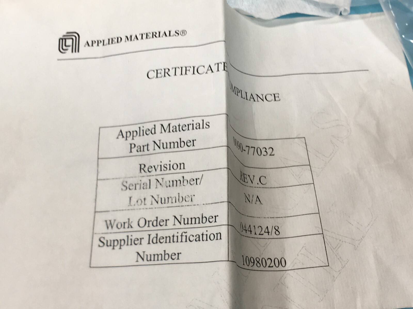AMAT Applied Materials 0090-77032 Assy Vacuum, 184877
