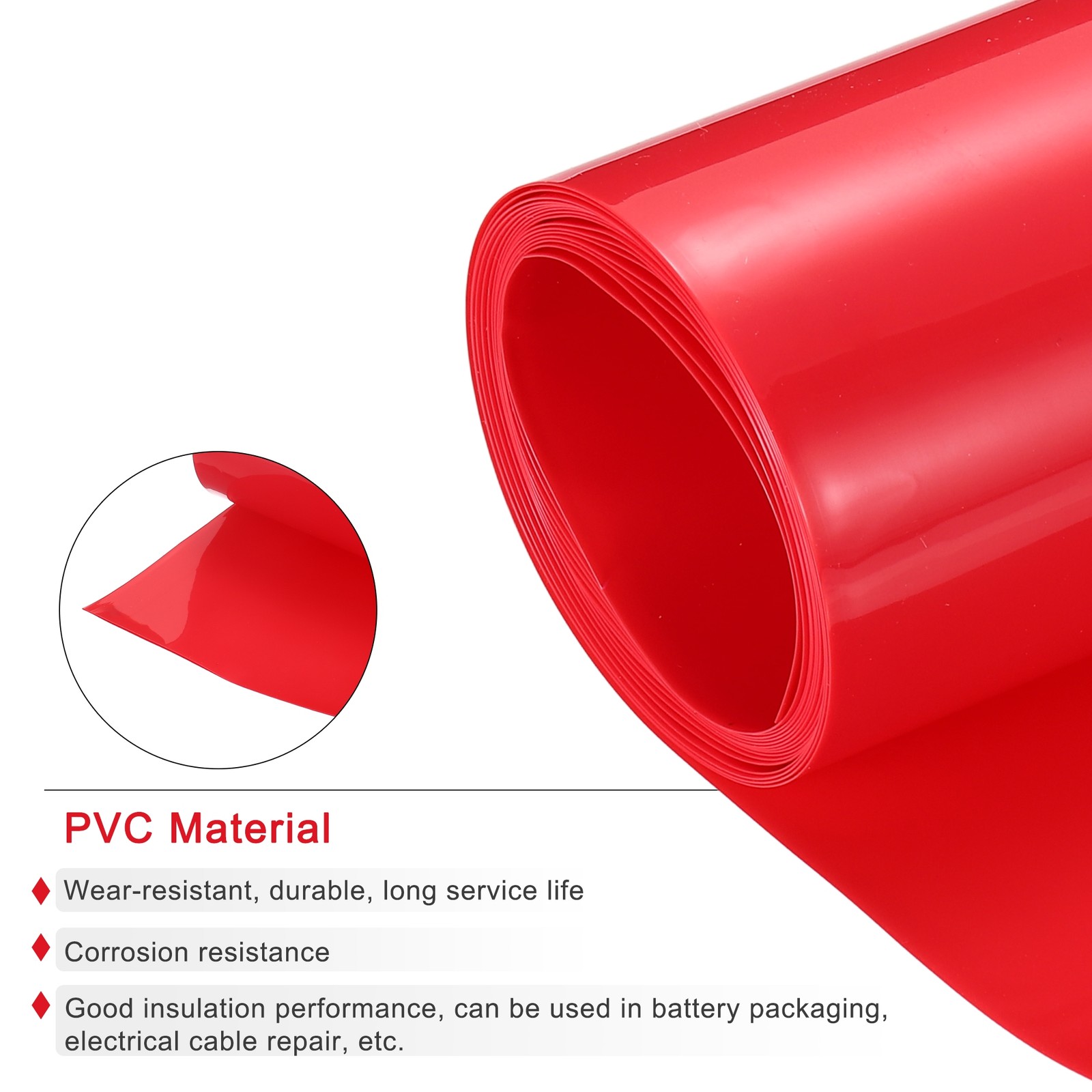 Battery Wrap Heat Shrink Tubing 51mm Dia 80mm Flat 8 Feet Red