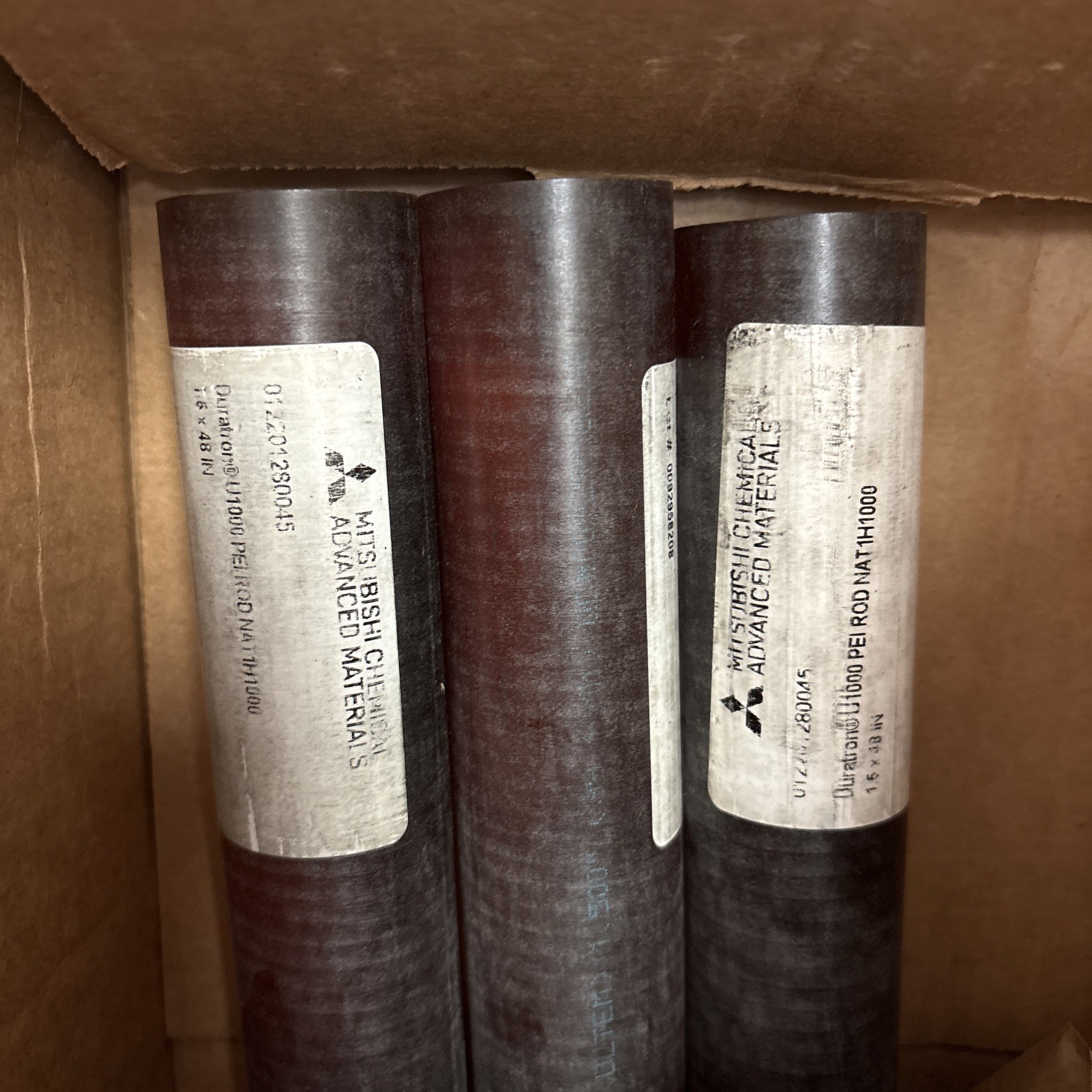 Mitsubishi Duratron U1000 PEI Ultem Rod 1.5″ Dia x 48″ Long – Lot of 3 (12ft Tot