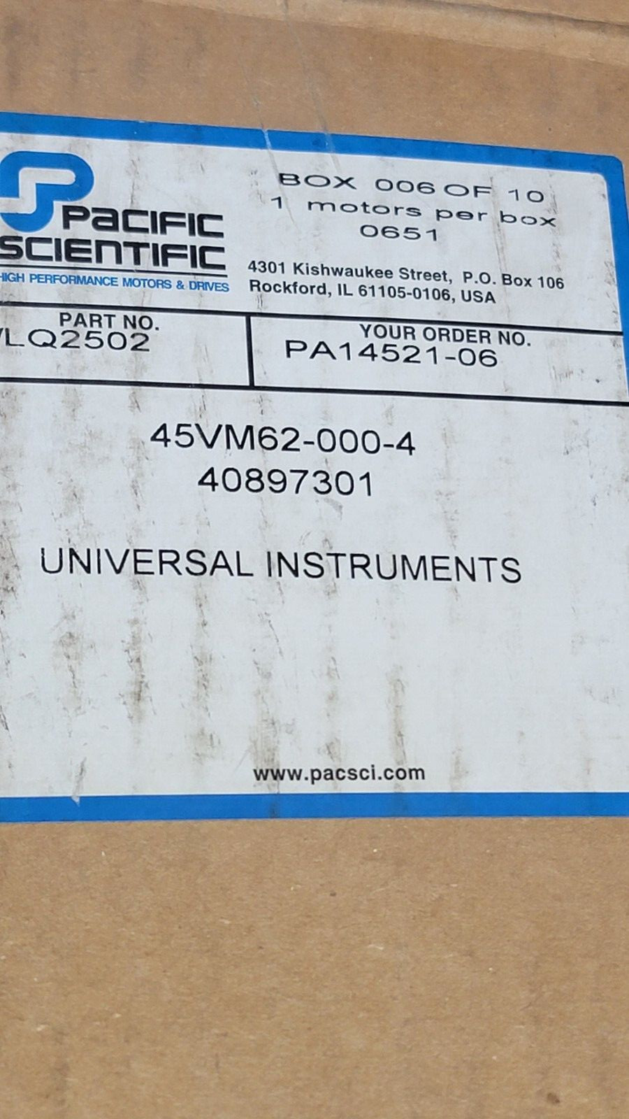 PACIFIC SCIENTIFIC 45VM62-000-4 Servo motor 8,60 OZ-INAMP 24V 5,6A NEW FREE SHIP