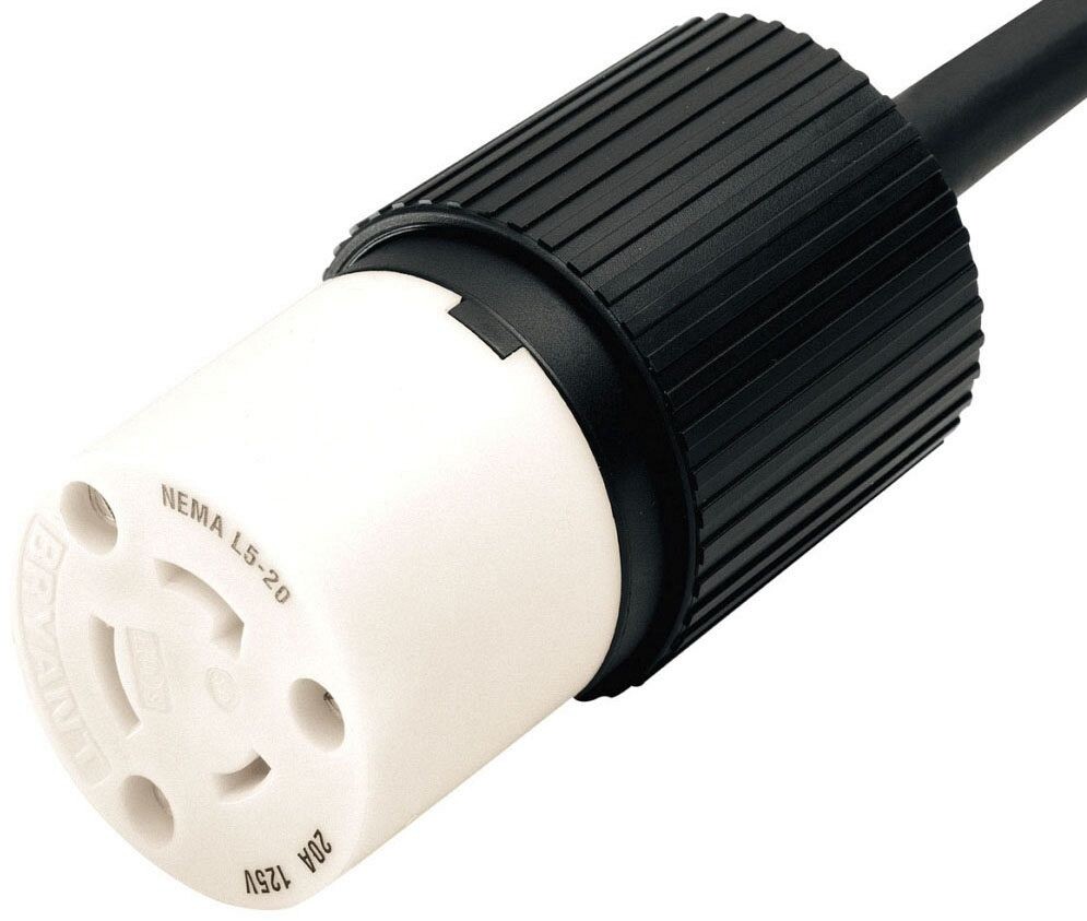 Bryant Electric 70520NC, 125 VAC, 20A, NEMA L5-20R, Locking Connector, 1 pc