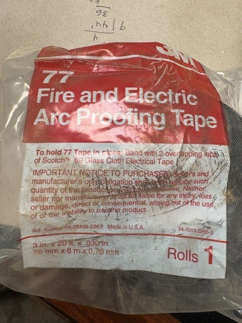 Scotch 77 Black Fire Retardant Electric Arc Proofing Tape 3″ x 20′