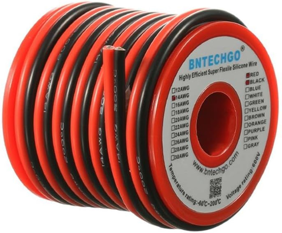 14 Gauge Flexible 2 Conductor Parallel Silicone Wire Spool Red Black