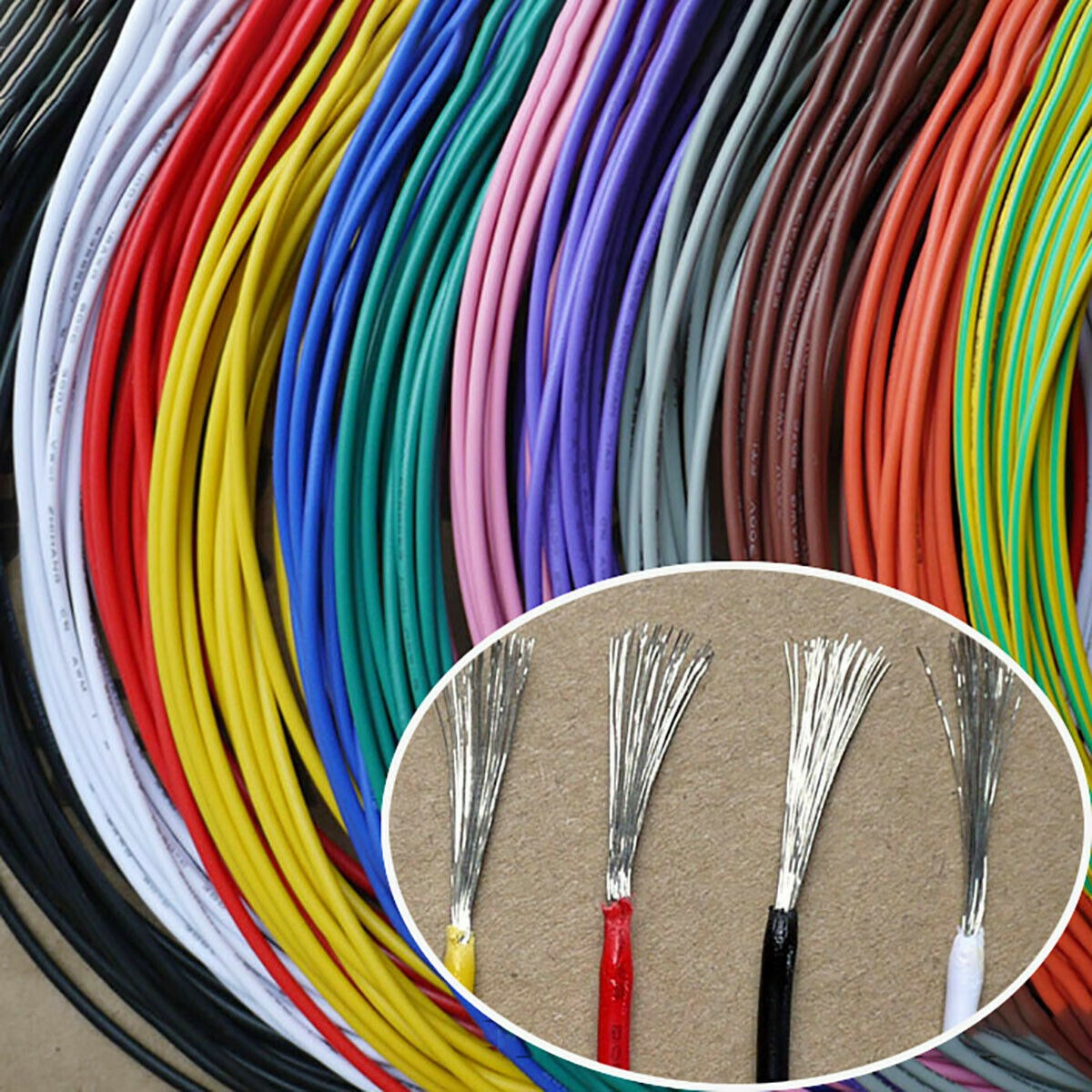 16AWG to 30AWG PVC Flexible Electronic Wire Stranded Cable UL1007 11 Colors