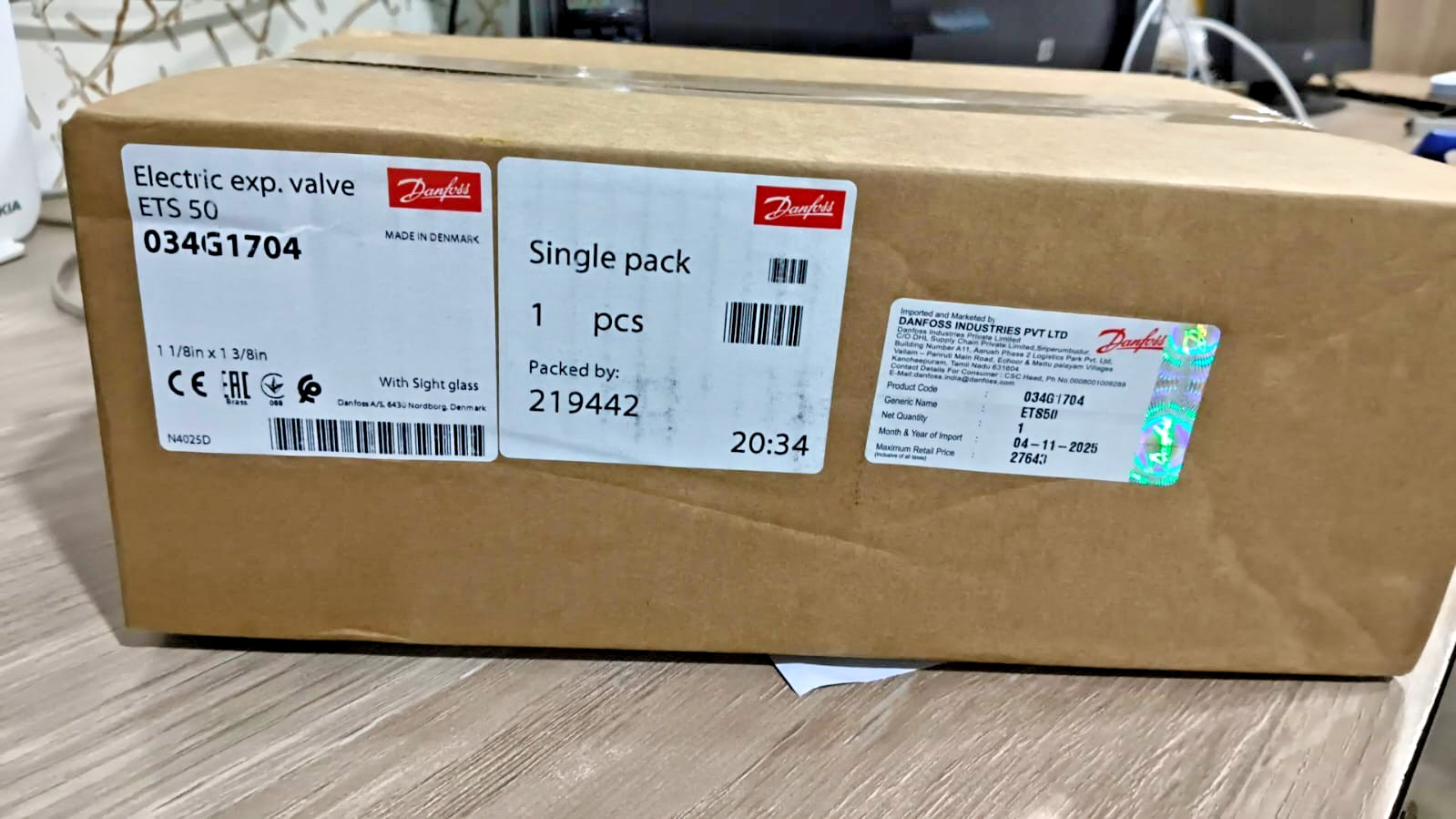 1PC- DANFOSS 034G1704 REFRIGERATION ETS 50 Electric exp. valve – NEW