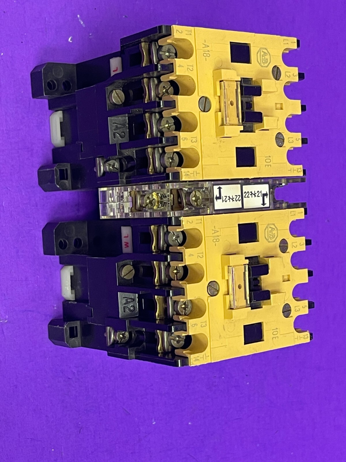 Allen Bradley 100-A18ND3 Ser C Lot of 2 W/ 199-MCA1 Interlock