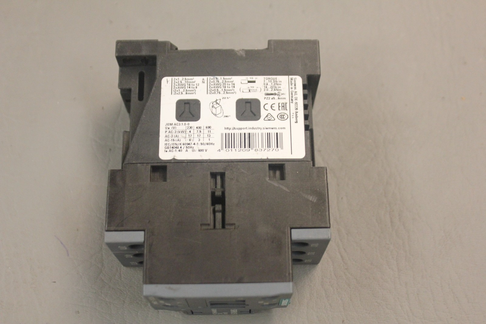 SIEMENS SIRIUS CONTACTOR 3RT2025-1BB44