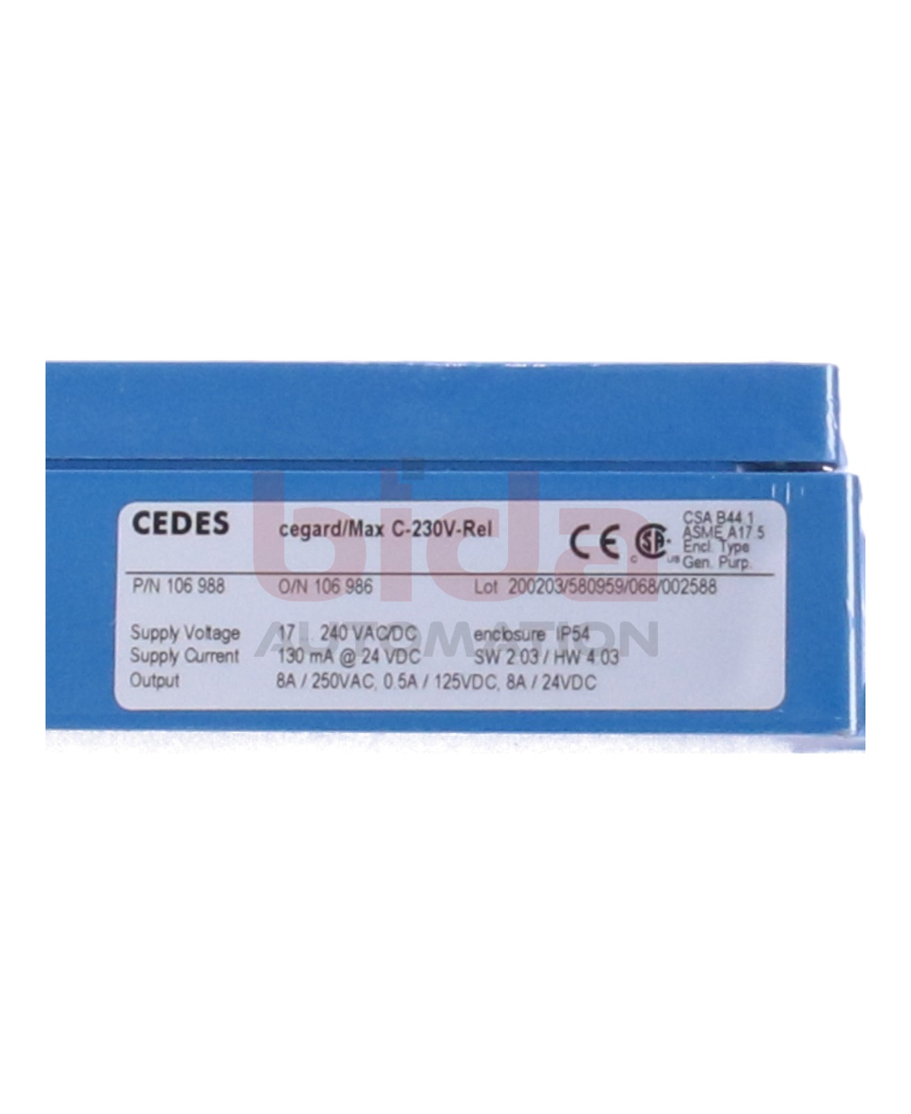 CEDES cegard/Max C-230V-rel (106988) light curtain light curtain