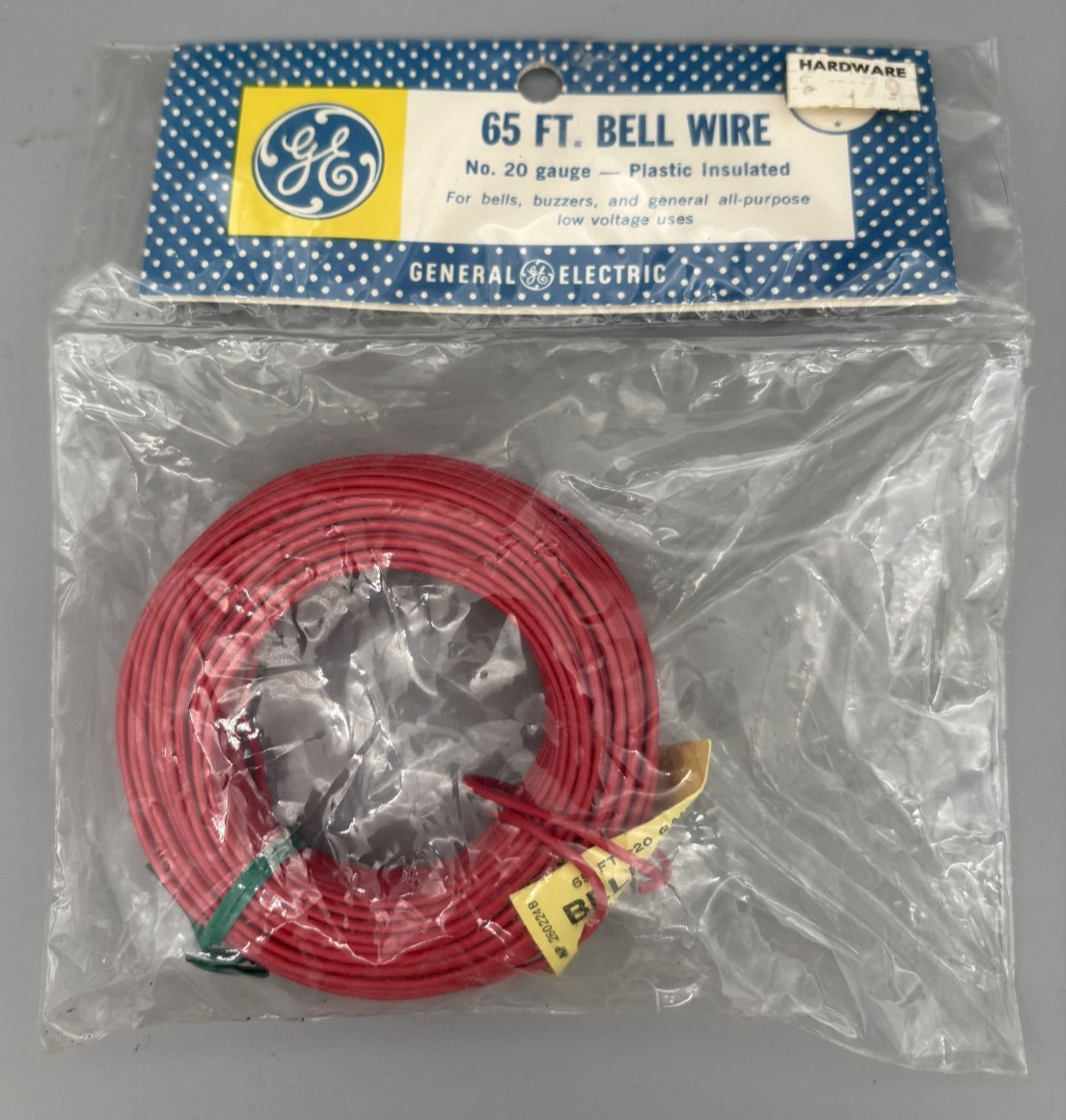 General Electric Bell Wire 65’ Feet NEW Old Stock No. 20 Gauge Plastic Insulated