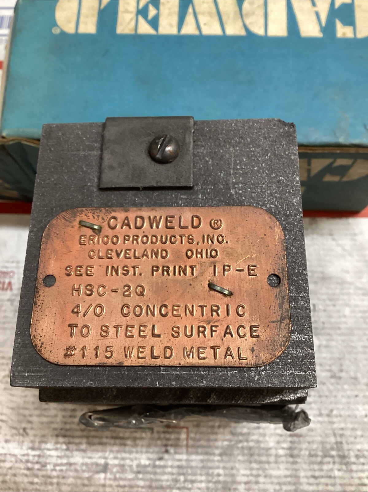 ERICO CADWELD IP-E HSC-2Q MOLD 4/0 CONC RUN & TAP STL #115 CART ED4U 3295
