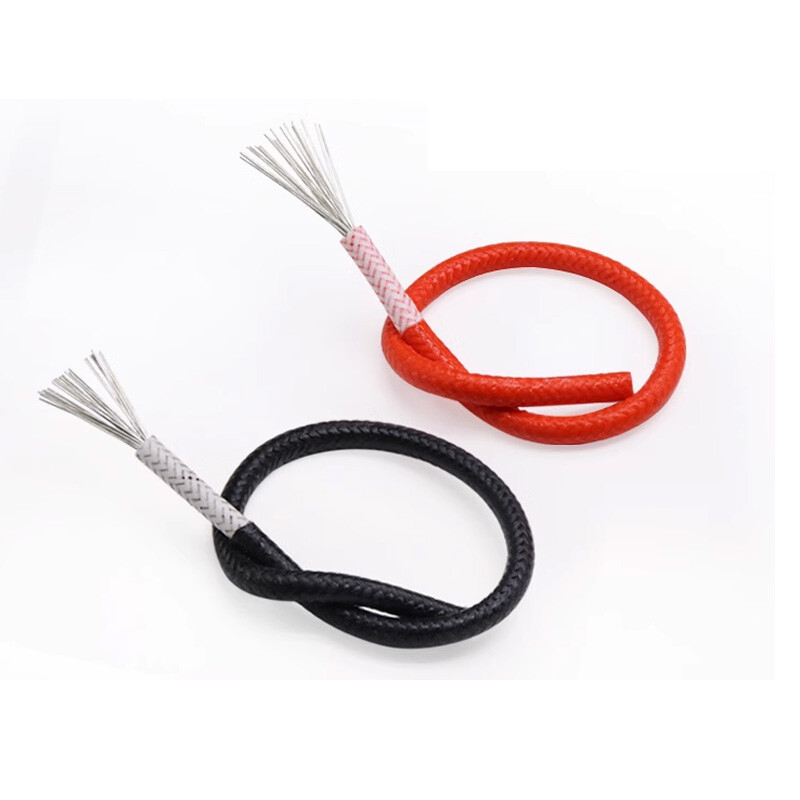 0.3mm²-6mm² High Temp 250℃ Braided Fiber Glass Silicone Wire Tinned Copper Cable