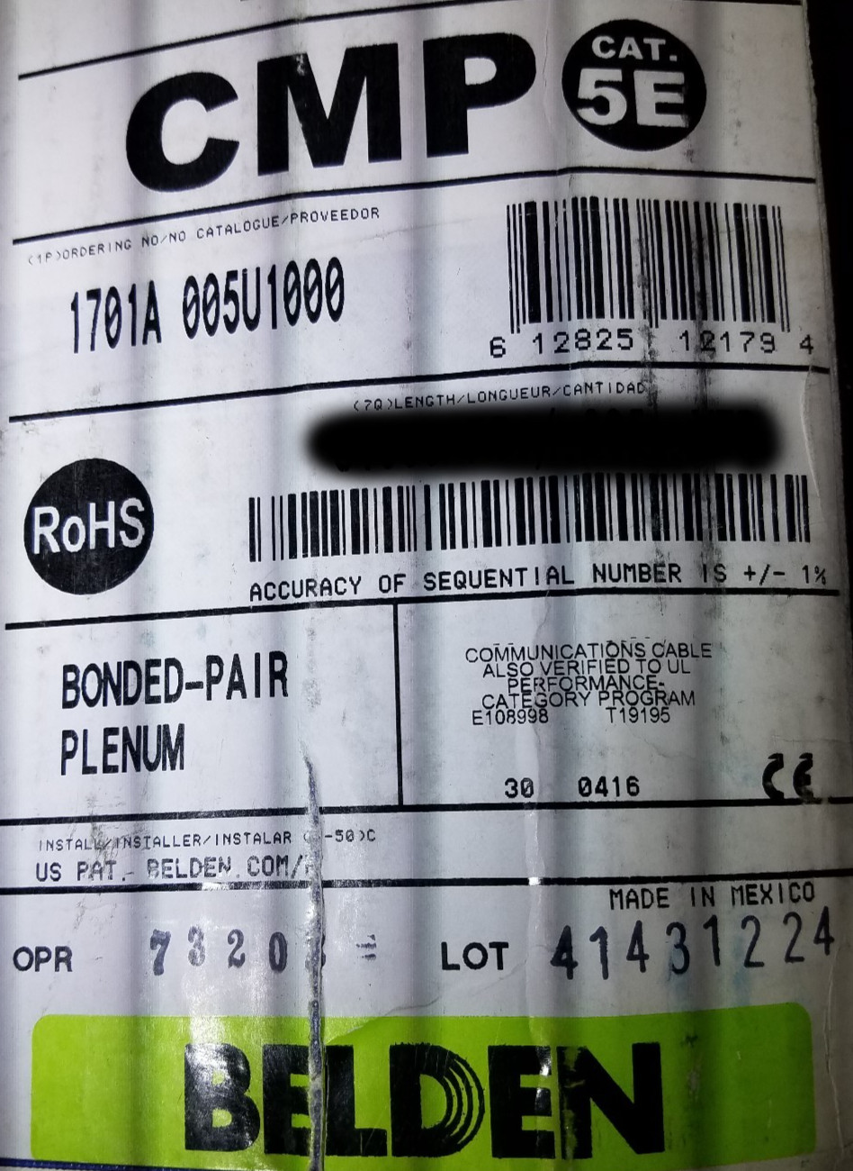 Belden 1701A 24/4P Bonded Pair DataTwist Cat5E Network Cable CMP Green /100ft