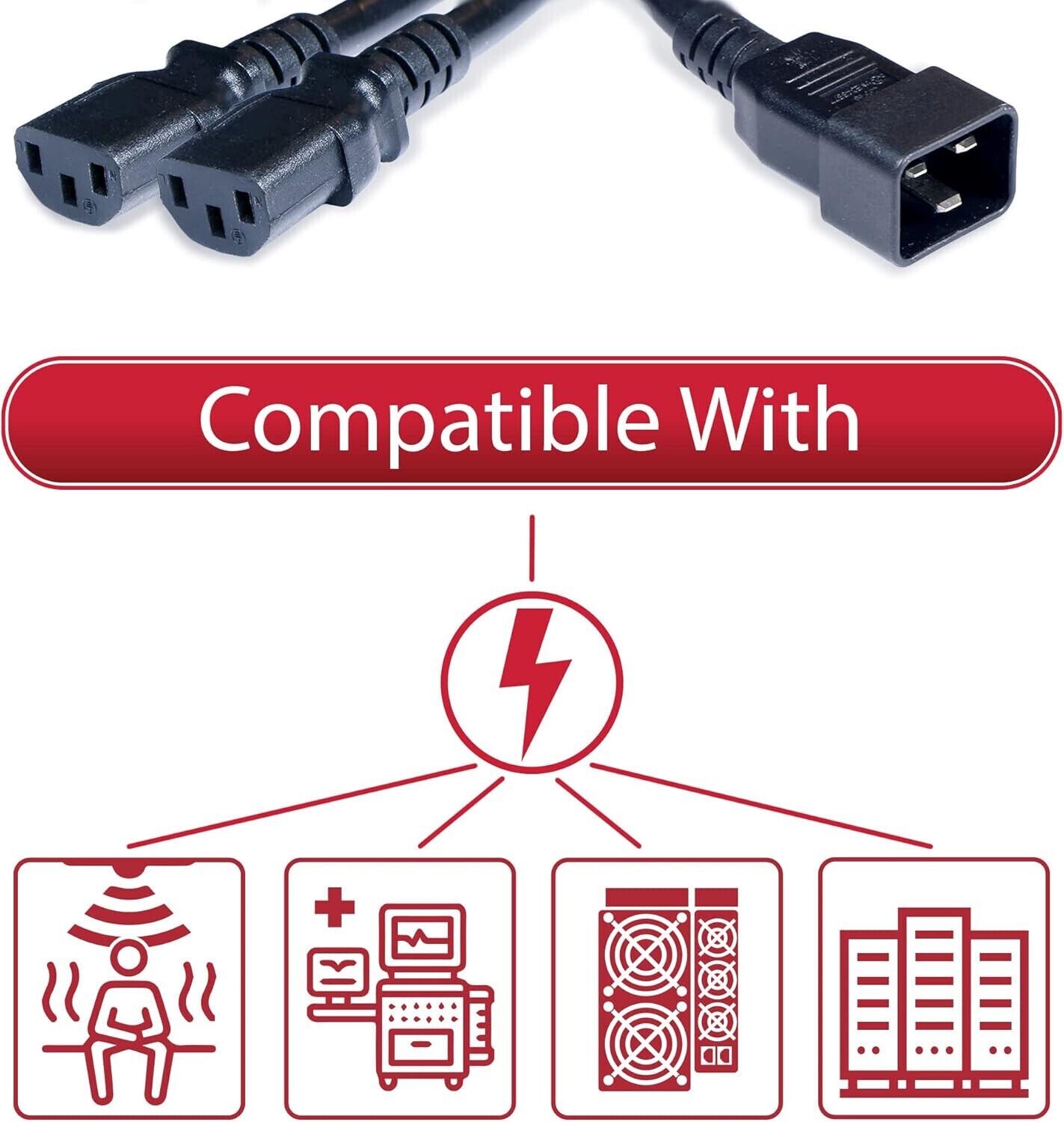 PSU Cord for L7 L9 S19 S19 pro S17 Dual Power Supply Cord C20 to Dual C13 – 1M