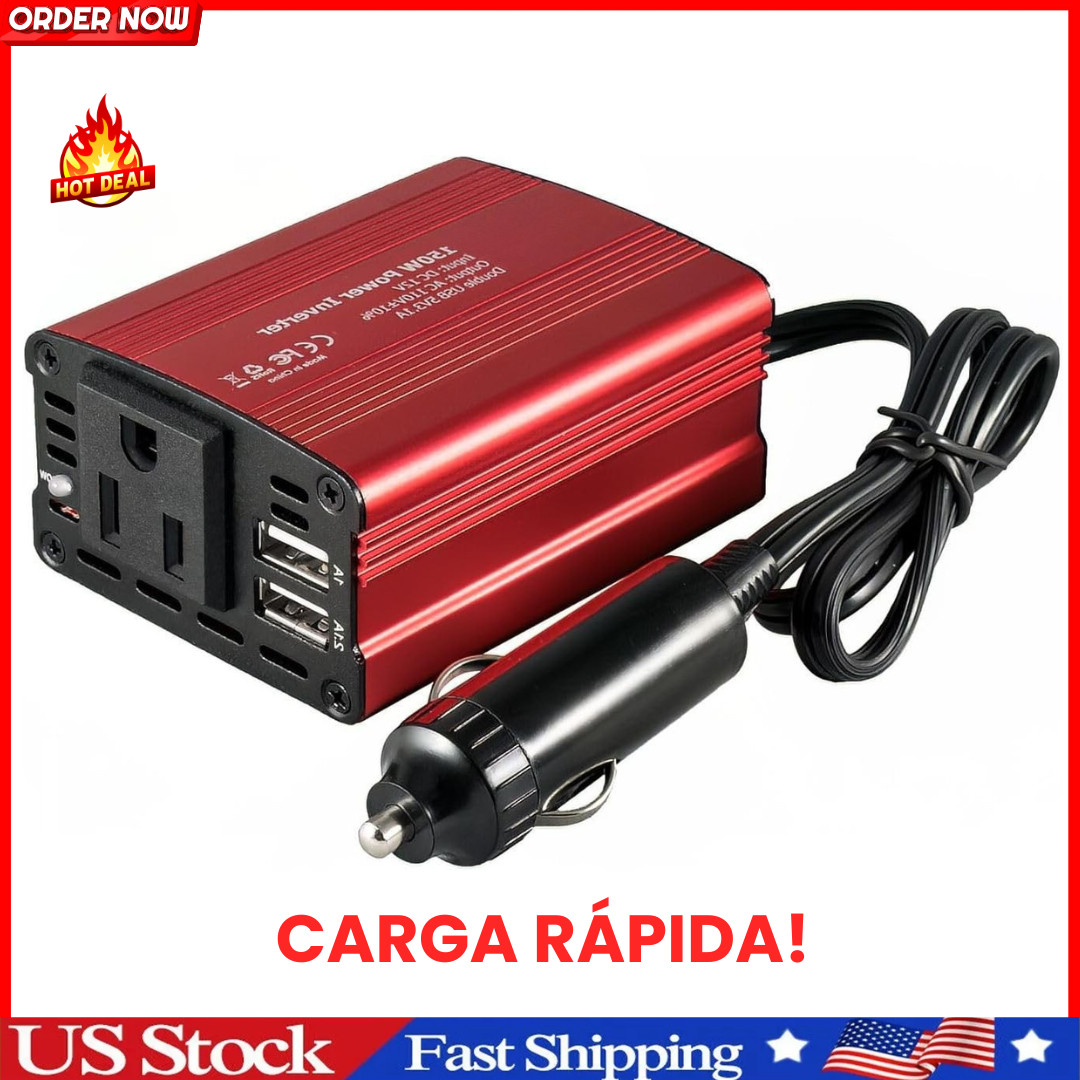 Inversor Para Carro Auto Coche 150 Watt Convertidor De Corriente 12V a 110V