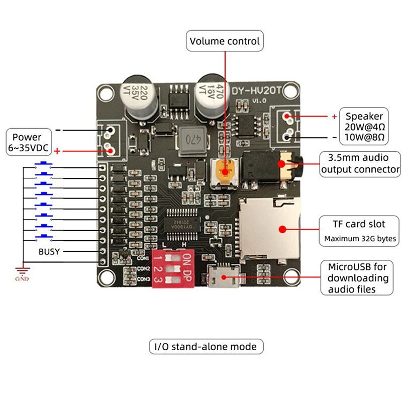 Voice Playback Module MP3 Music Player UART I/O Trigger Amplifier Board Module