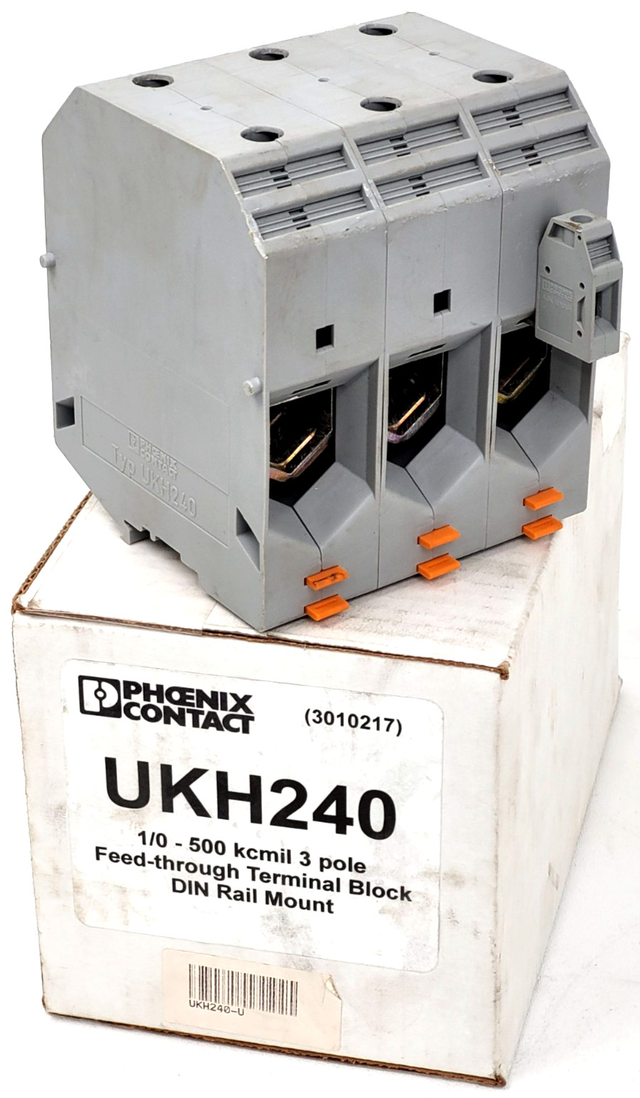 UKH240 Phoenix Contact 500 kcmil 3 pole Terminal Block DIN Rail -Next Day Option