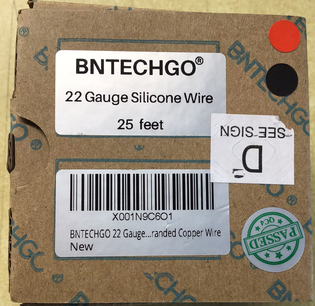 BNTECHGO 22 Gauge Silicone Wire Spool 25Ft Red / Black 22AWG NEW (a1)