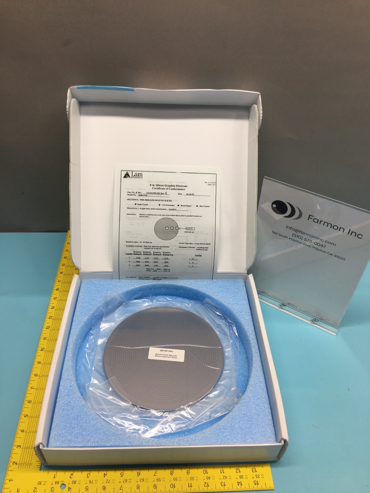 LAM 715-011909-501 PLATE, UPPER ELCTDRODE 8″ POLISHED CAPTIVE, 123499