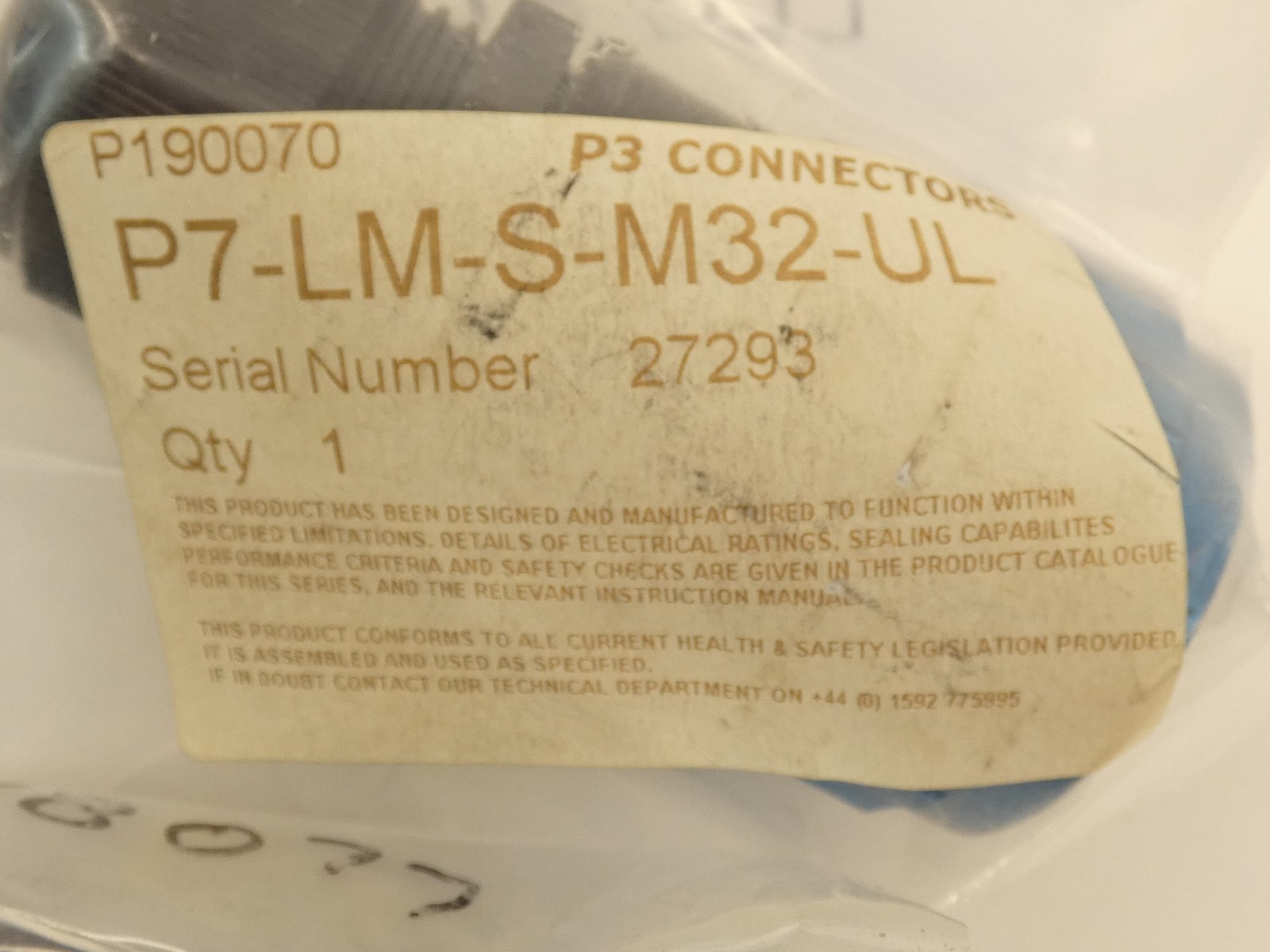 *Lot of 4* P3 Connectors P7-LM-S-M32-UL Connector 7-Pin – NEW Surplus!
