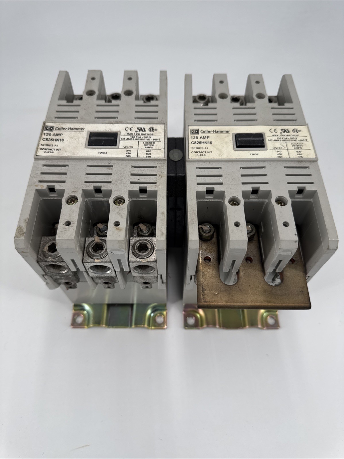 Cutler-Hammer C825HN10, 120 Amp, Reversing Contactors w/ C321KM30 Interlock