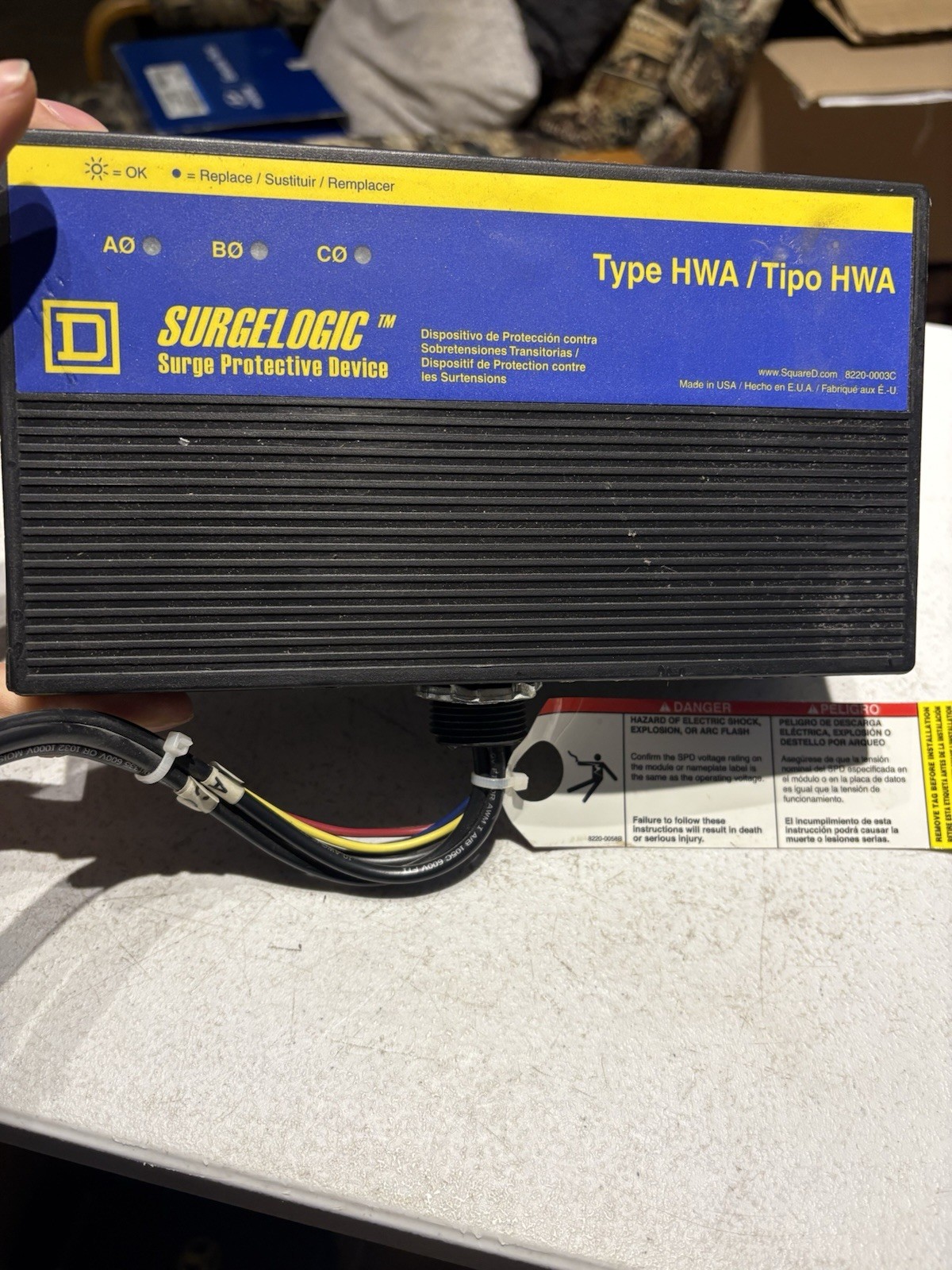 Square D TVS9HWA10X Surge Protection Device, 600V Delta, 100kA SURGELOGIC