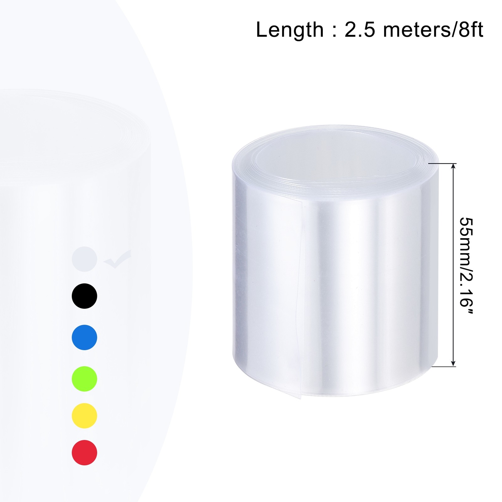 Battery Wrap Heat Shrink Tubing 35mm Dia 55mm Flat 8 Feet Clear