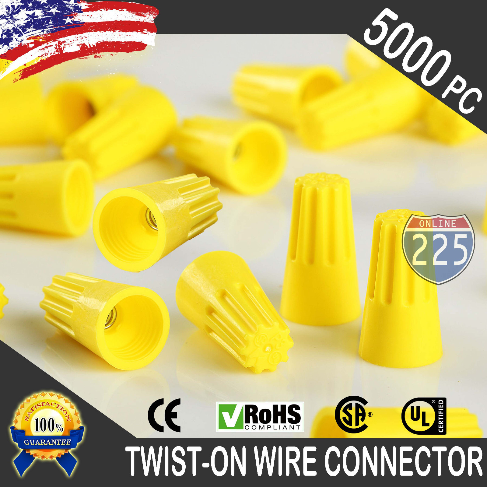 (5000) Yellow Twist-On Wire Connector Connection nuts 18-12 Gauge Barrel Screw