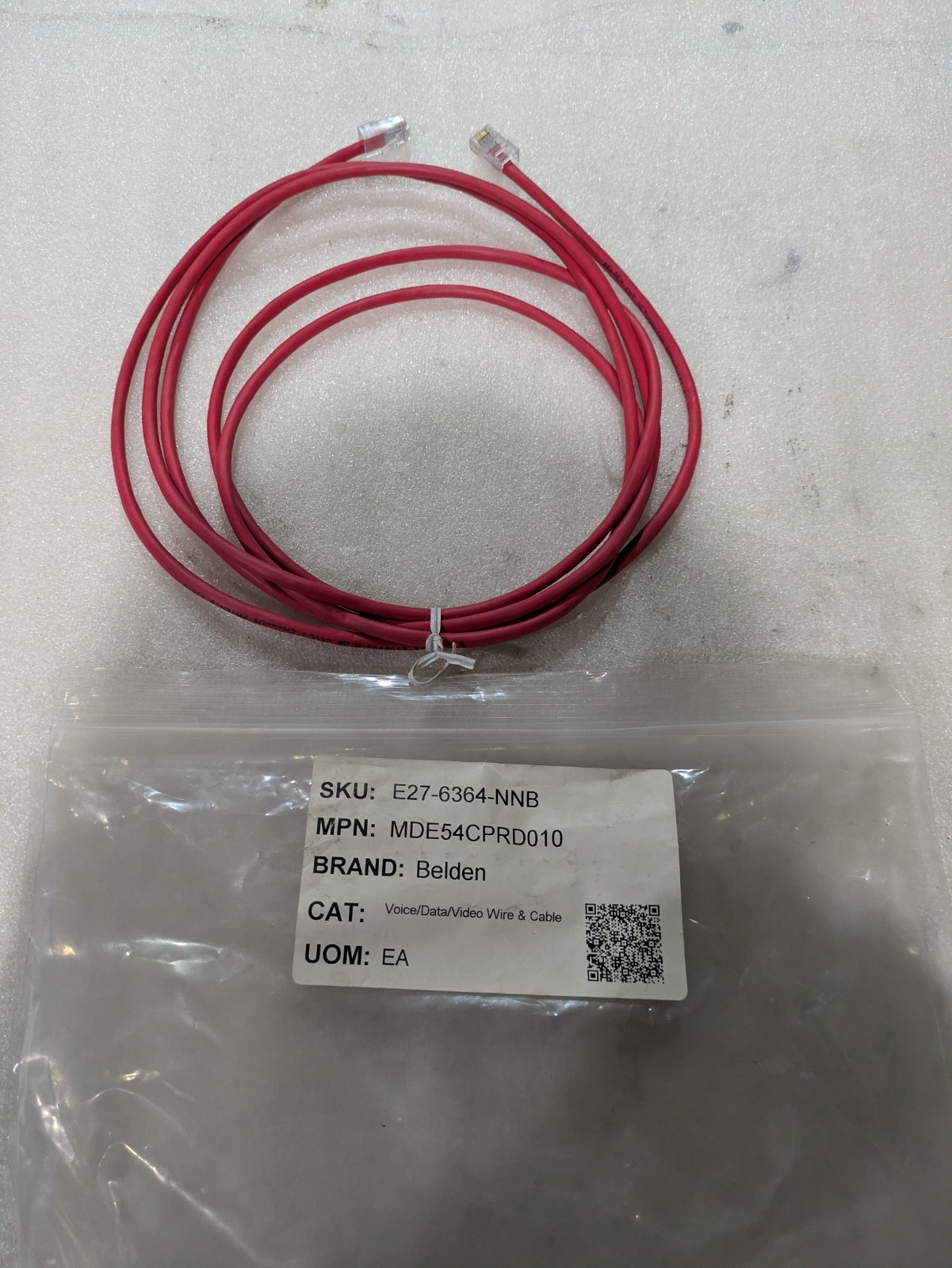 Belden MDE54CPRD010 Cat5e Patch Cable Red 10ft RJ45 Stranded Copper Data Network