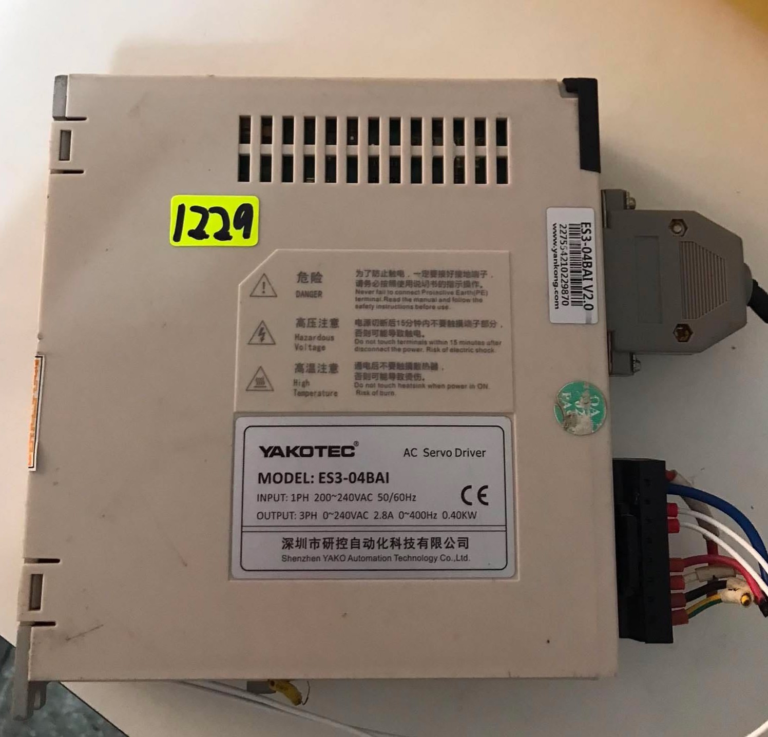 YAKOTEC ES3-04BAI AC Servo Driver IN:1PH OUT:3PH 220V 0.40KW FREE SHIPPING DHL