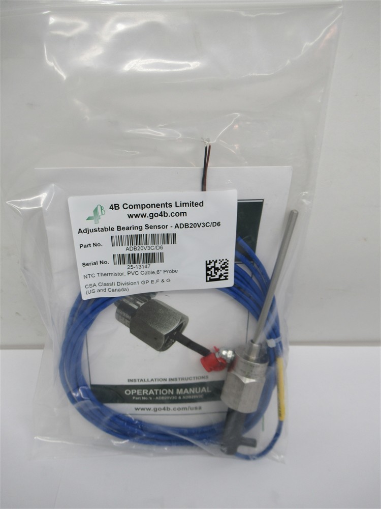 4B Components Limited ADB20V3C/D6, 6″ Probe NTC Thermistor, PVC Cable
