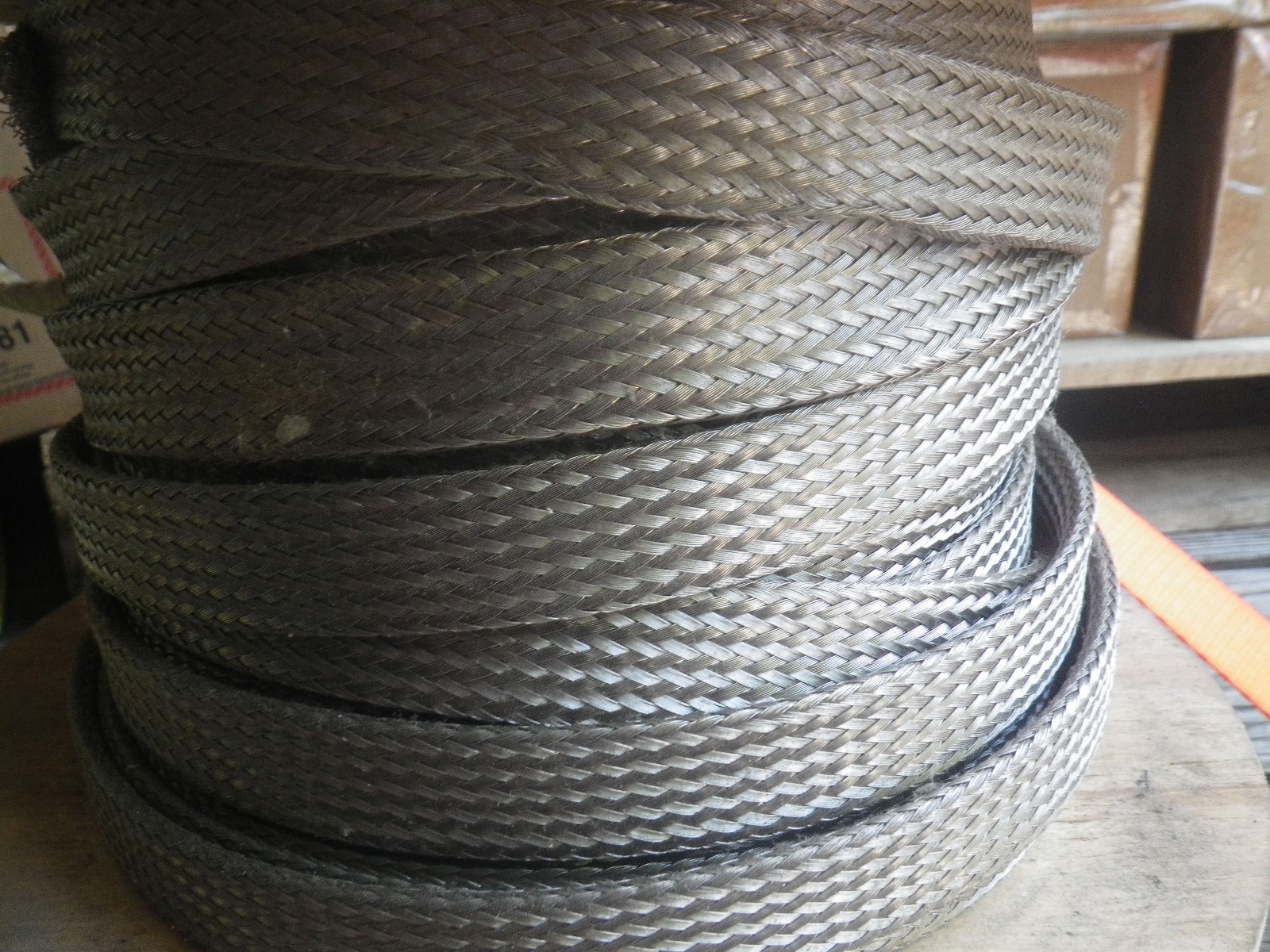100′ BRAIDED TUBULAR SINGLE COPPER CORE CONDUCTOR INSIDE DIA .875 BRAND NEW
